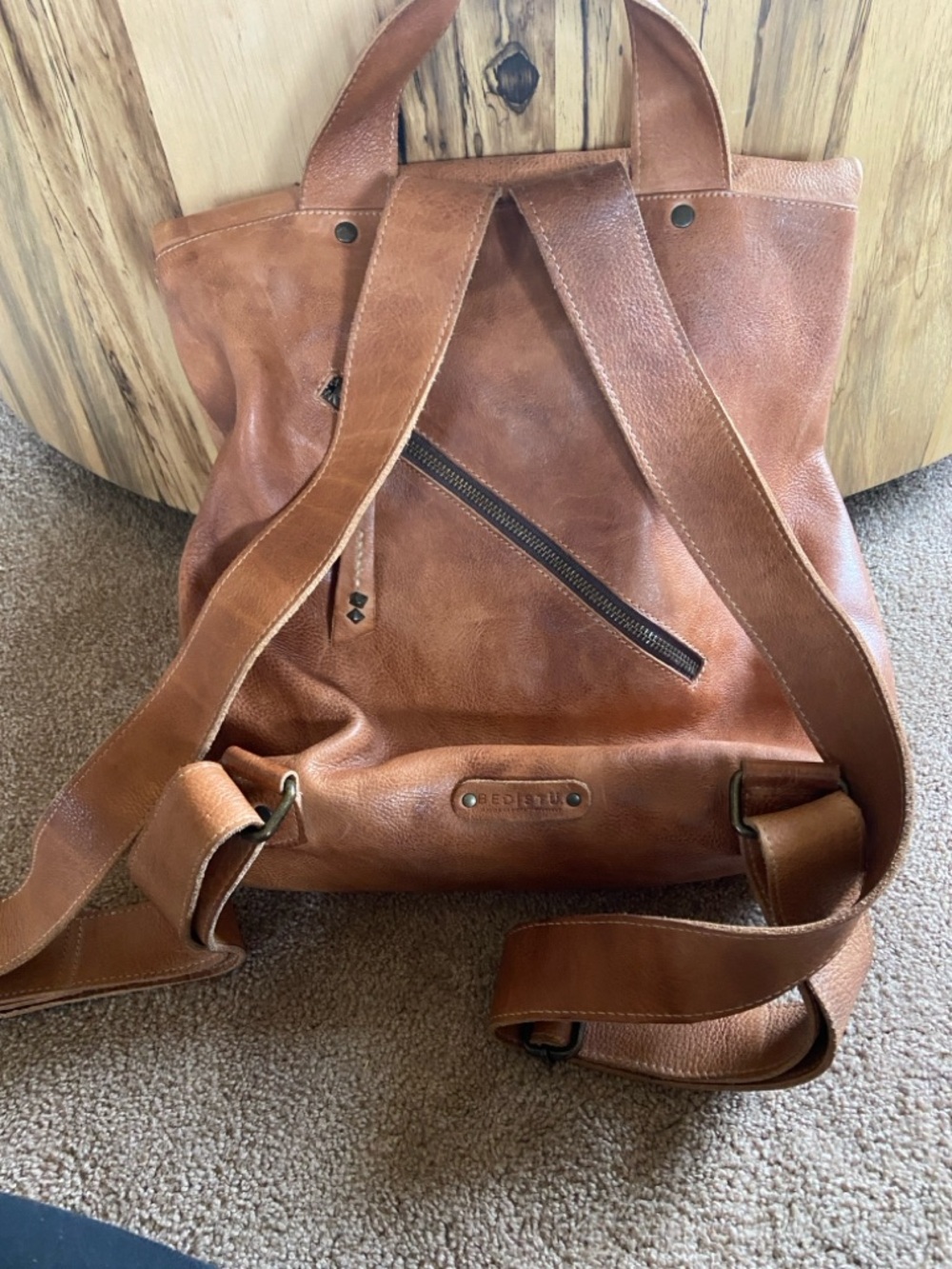 Bed Stu Howie Backpack 100% Leather Rustic CHESTNUT BACKPACK - Picture 4 of 7